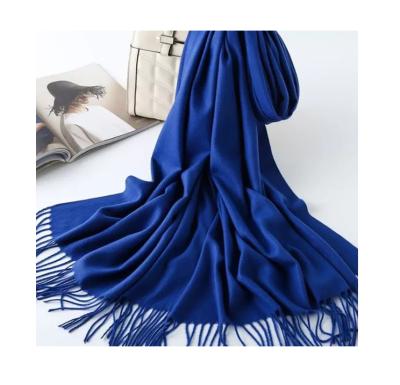 China Blue Pashmina Cashmere Long Wool Fur Shawl Soft Cover Up Scarves for sale