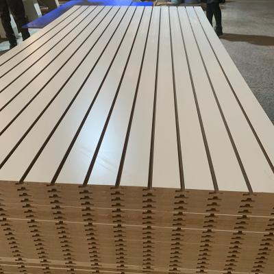 China MDF Moisture Proof Melamine Slotted Slat Wall Panel 18mm, Slats Wall, Grooved MDF For Wall for sale