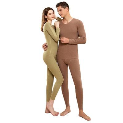 China Dralon thermal velvet wool silk quality underwear winter continue warm mens womens solid color 2 pieces heat up long johns suit for sale