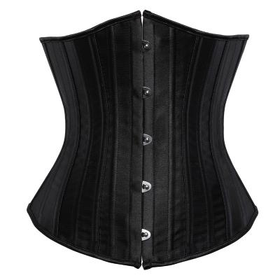 China Breathable Plus Size Women Imitated Silk Steel Bone Jacquard Satin Underwear Court Waist Trainer Corrective Corset Cincher 26 for sale