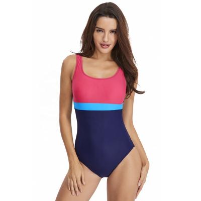 China Amazon Wholesale Color Matching Drip Flap Wider Female Sexy Sports Swimsuit Highly Elastic Waterproof Breathable Triangle One-Piece Swimwear for sale