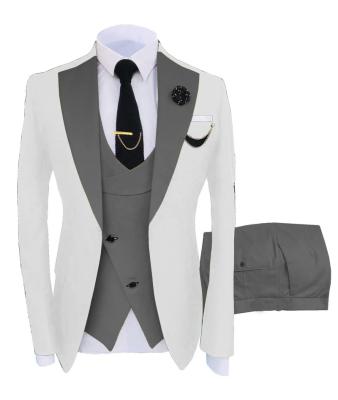 China Custom Colored Anti-Static Two Plus Size Men Suit 3 Piece Worked Best Man Groom Wedding Slim Fit Blazer Jacket Vest Pants Tuxedo for sale