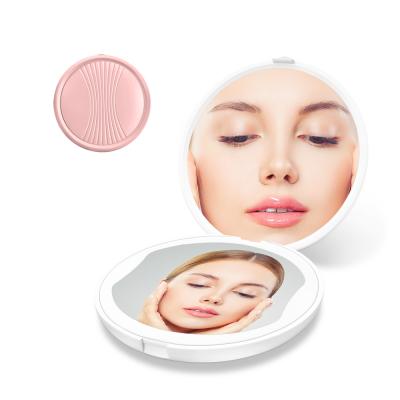 China Mini Flexible Foldable Circle Led Lighted Cosmetic Makeup Shaving Mirror for sale