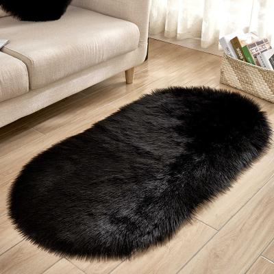 China Washable Oval Fluffy Rug For Living Room Plush Bedroom Blankets 15 Colors Customized Home Decor Blankets Floor Rug for sale