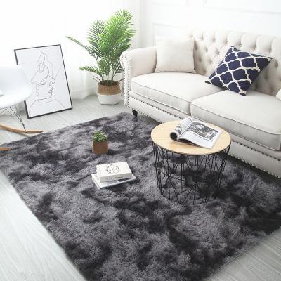 China Gradient Plush Carpet Long Washable Tie Dyed Living Room Tea Table Mattress Bedside Hair Cover for sale