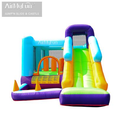 China High Quality 420D+840D Oxford Cloth Inflatable AirMyFun Bouncer Castle Jumping House With Slide And Shooting Circle Two Bouncers And Pool for sale