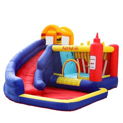 China Airmyfun Custom Logo Kids Wholesale Custom Logo Nylon Fabric Inflatable Swimming Pool With Slide for sale