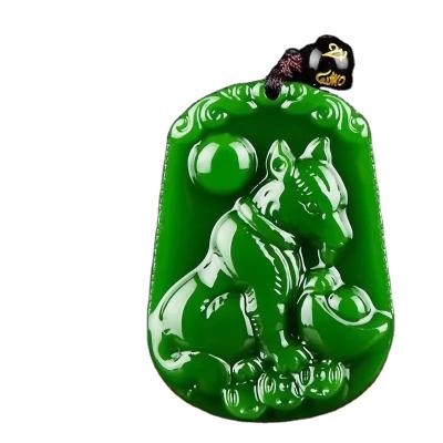 China Lucky medallion fancy hetian jade jewelry chinese zodiac to spread bad luck jade men's and women's patron saint pendant necklace for sale