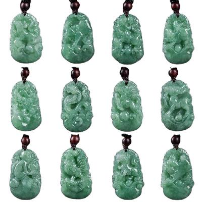 China Authentic Chinese Male Fancy Jade Dogs Pigs Authentic Chinese Male Jade Dogs Rabbit Tiger Ox Rat Ox Snake Jadeite Zodiac Jewelry Pendant Necklace for sale