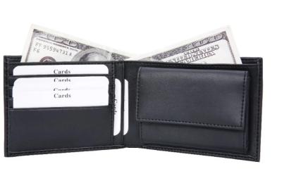 China Black Stylish Leather Wallet With Credit Card Holder And Money Clip Purse for sale