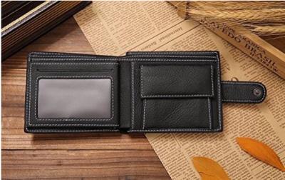 China Mens Genuine Leather Short Wallet Black / Brown / Custom Color Optional for sale