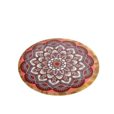 China Wholesale Sustainable Round Cotton Canvas Universal Non-slip Durable Canvas Christmas Table PVC Set Mat For Kitchen for sale