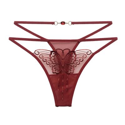 China Anti-wrinkle Ladies Panties Fashion Style Beautiful Rhinestone Thong Sexy Underwear for sale