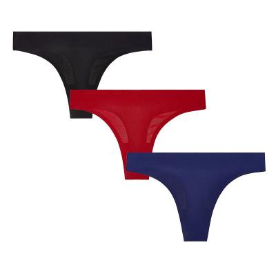 China 2021 Wholesale Anti-Wrinkle Yarn Female Briefs Hipster's Breathable Panties Women's Low-waisted Ice Slik Invisible Thong for sale