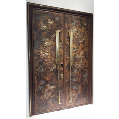 China Double base track modern luxury design casting aluminum villa door in china for sale