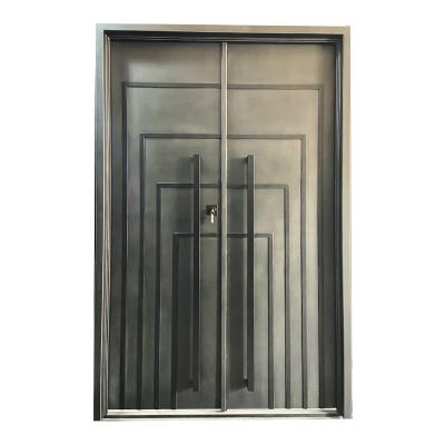 China 2020 Traditional Best Selling Tempered Glass Wrought Iron Steel Framed Internal Modern French Door for sale