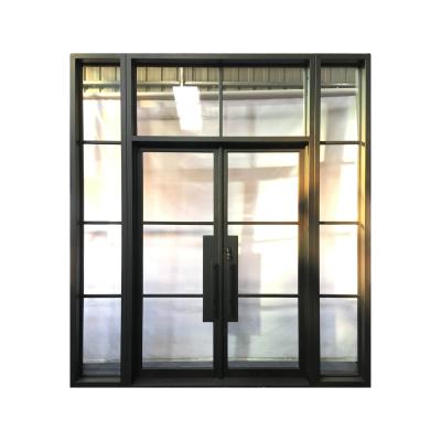 China 2020 Traditional Best Selling Tempered Glass Wrought Iron Steel Framed Internal Modern French Door for sale