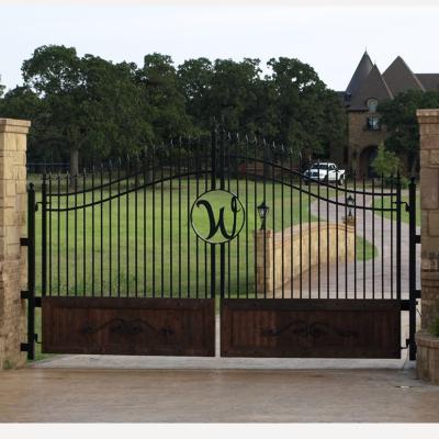 China Anti-theft European Galvanized Antique Italian Style Wrought Iron Large Driveway Electric Automatic Entry Gates for sale