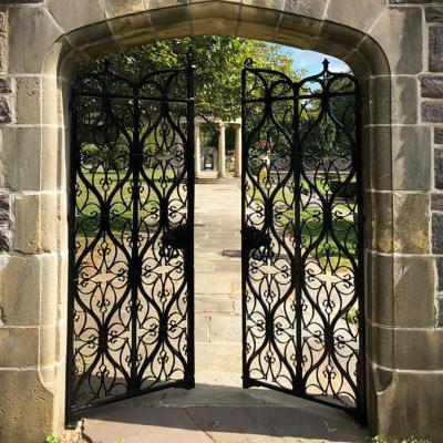 China Anti-theft Modern House Wrought Iron Main Gates Designs Beautiful Single Door Driveway Electric Sliding Wrought Iron Residential Doors for sale