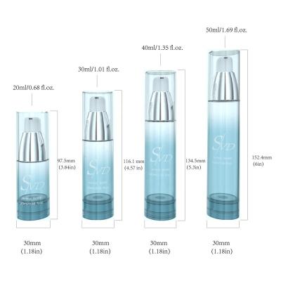 China 20ml 30ml 40ml 50ml cosmetic custom plastic packaging bottles cosmetic airless pump bottles for cc bb cream sunscreen lotion cream serum for sale