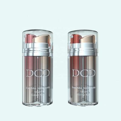 China Custom wholesale 20ml 30ml 1oz pp plastic double chamber cosmetic lotion serum plastic airless bottles for sale