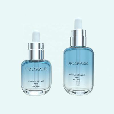 China 30ml 50ml 1oz Custom Plastic Cosmetic Packaging Bottle Dropper Semi Transparent Cosmetic Bottle For Oil Serum for sale