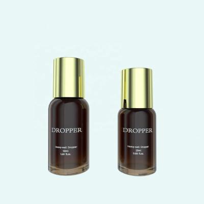 China 30ml 50ml 1oz Boston Round Cosmetic Glass Like Container Cosmetic Dropper Packaging Skin Care Plastic Dropper Bottle for sale