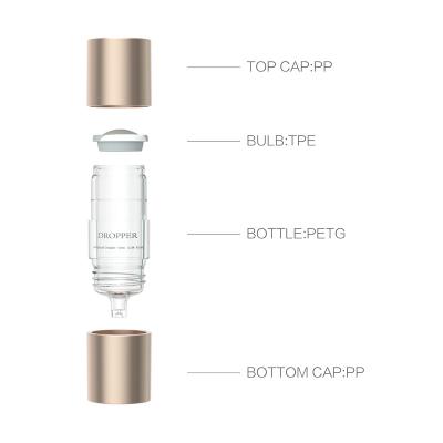 China Custom 10ml 15ml 0.5oz Container Dropper Packaging Cosmetic Paakaging Bottle Empty Mini Round Ampoule Cosmetic For Oil Serum Lotion for sale