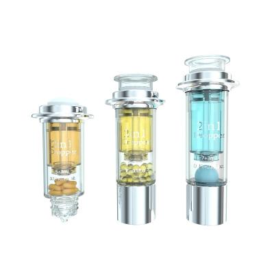 China 3+7ml 5+3ml 2in1 Bottle Double Chamber Mixing Ampoule Cosmetic Packaging Plastic Cosmetic Bottle For Powder Solution for sale