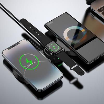 China New Arrival 15W Portable Fast Charge 3 in 1 Universal Qi Wireless Charger Pad for iPhone for iWatch for sale