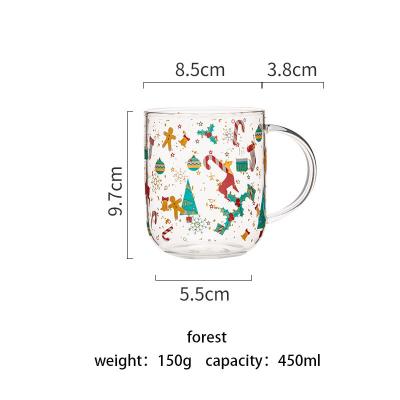 China 450ml Beverage Mug Creative Forest Coffee Mug Milk Teacup Glass Elk Drink With Handle Kitchen Party Beer Mugs for sale