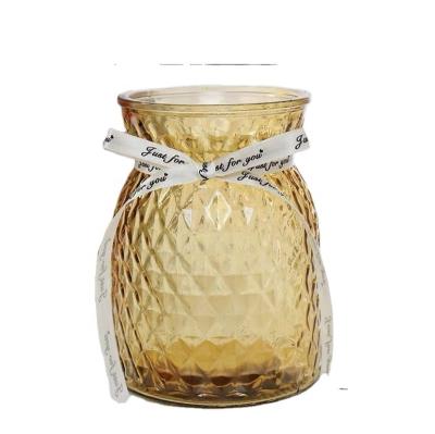 China Gift & Modern Simple Clear Craft Short Open Glass Vase With Hydroponic Flower Arrangement Items In Large Diameter for sale