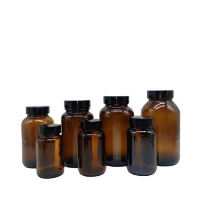 China Personal Care 100ml Tawny Glass Medicine Bottle With Cap Tablet Powder Glass Bottles In Separate Bottles for sale