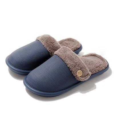 China Cushioning Warm Closed Toe Zipper Winter Women Cotton Slippers Waterproof Slippers For Men for sale