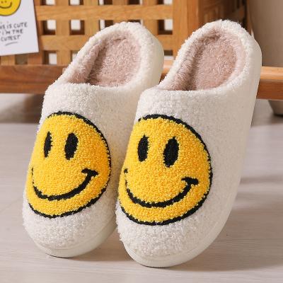 China Cushioning Women's Smile Face Home Slippers Warm House Smile Plush Fussy Slipper Narrow Toe for sale