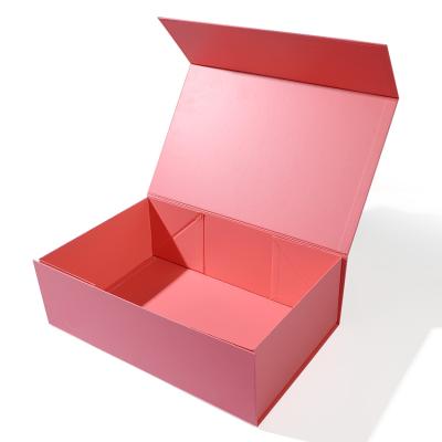 China Wholesale Custom Handmade Logo Pink Cardboard Magnet Foldable Folding Gift Box Garment Clothing Wrapping Paper Magnetic Box for sale