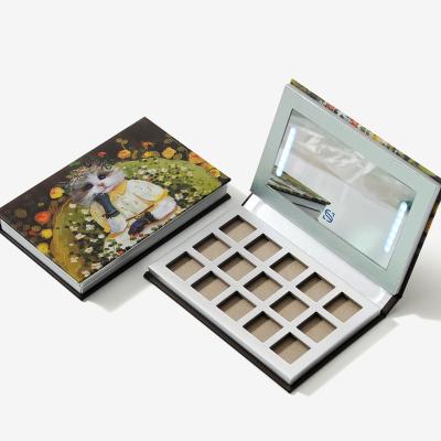 China Custom 15 Color Handmade High Quality Magnetic Paper New Arrival Eyeshadow Palette Cosmetic Packing Box With Makeup Led Lihgt for sale