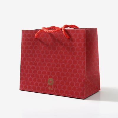 China Handmade Wholesale Gift Custom Luxury Printing Red White Color Shopping Paper Bags With Handle for sale