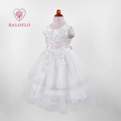 China Regular Girls Flower Lace Dresses for Kids Wedding Party Baby Tulle Dress Sleeveless Princess for sale