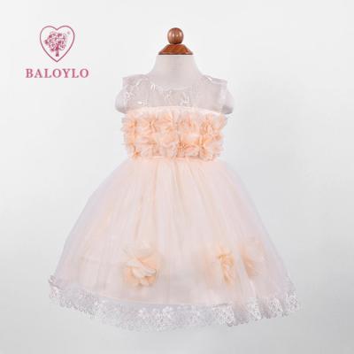 China Regular sleeveless clothes wedding pageant lace flower for birthday baby kids girl dress lace with for sale