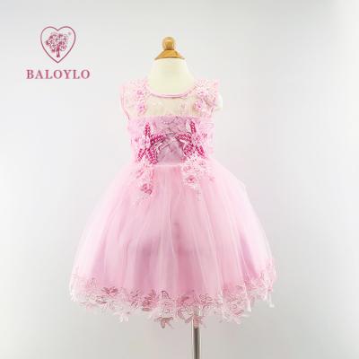 China Girls Beaded Princess Lace Baby Clothes Anti-wrinkle Star Pentagon Chiffon Party Dresses Wedding Party 2-12 for sale