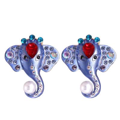 China Fashionable New Retro Color Diamond Studded Animal Oiled Elephant Earrings Accessories Jewelry Wholesale for sale