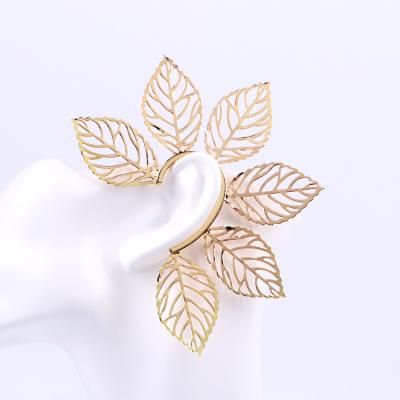 China CLASSIC Ear Wires Cuff Type Non Piercing America Hot Selling Skeleton Leaf Earrings Ear Jewelry For Women for sale