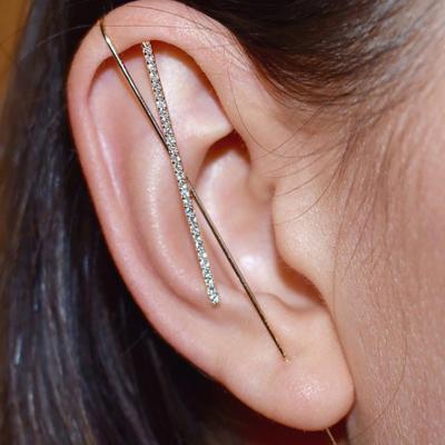 China CLASSIC Gold Ear Cuff Wrap Chenille Hook Earrings For Women Girls Women Long Stud Climber Unique Hypoallergenic Earrings for sale