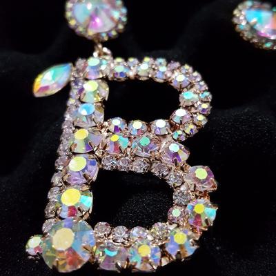 China Trendy Alphabet Rhinestone Mulit Color Crystal 26 Letter Stud Earrings TRENDY Big Letter Earrings For Women Jewelry for sale