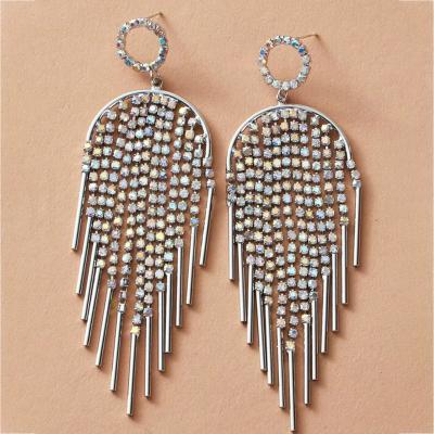 China Full Diamond Tassel Earrings Wholesale Crystal TRENDY dangle tassel drop earrings for sale