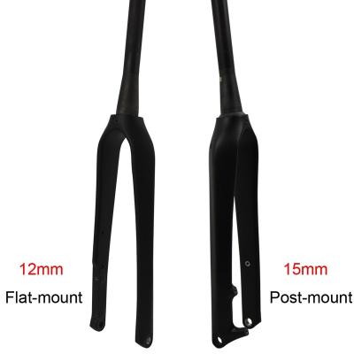 China Lightweight 700C Carbon Cyclocross Fork Post Mount 100*15mm or Flat-mount Fork / 100*12mm Gravel Bicycle Fork FK-CS01 for sale