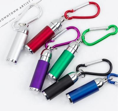 China Zoom Cheapest Promotional Kids Bag Led Torch Toy Camping Carabiner Mini Keyring Gifts Flashlight Buzz Tail Switch Key Chain for sale