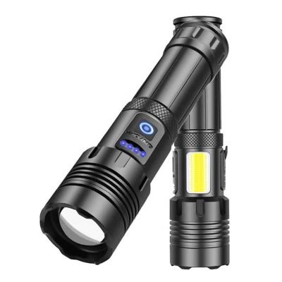 China Zoomable Led Zoom Light Rechargeable COB Led Torch Light Police Background Tactical Blow Outdoor Handheld Most Powerful XHP70 Flashlights for sale