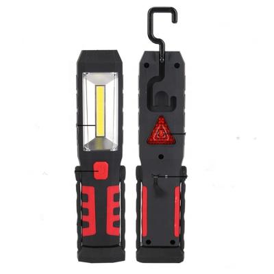 China With 18650 Battery Magnetic Rechargeable Magnetic Rotating Base Portable Working Lamp EDC Torch Red Led Triangle COB Work Light Flashlight Hand Held for sale